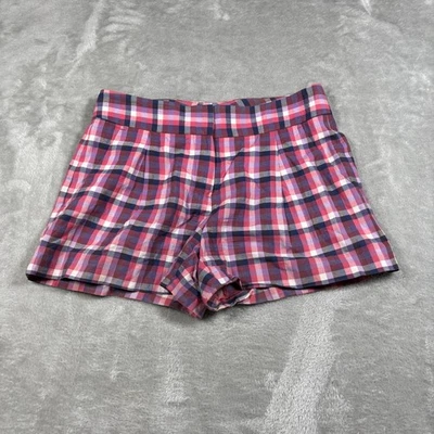 Pantalones Cortos Theory Mujer 2 Rosa Púrpura Lolani Cuadros Preppy Mezcla Algodón Bolsillos Foto 1 de 4