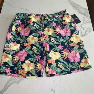 Men's Swim Shorts Swimming Trunks Beach Board Swimwear Lined NWT Chaps Tropical - Picture 1 of 12