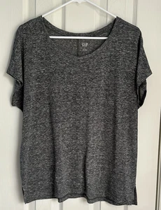 GAP Woman’s Gray Linen Blend Short Sleeve Hip Slit T-Shirt M EUC - Picture 1 of 3
