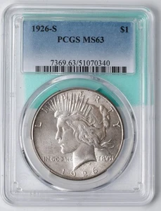 Dólar de plata Peace 1926‐S $1 graduación profesional MS63 San Francisco como nuevo - Imagen 1 de 4