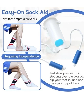 Dispositivo de ayuda para calcetines para personas mayores ayudantes para ponerse los calcetines con asas de espuma blanco Foto 1 de 4