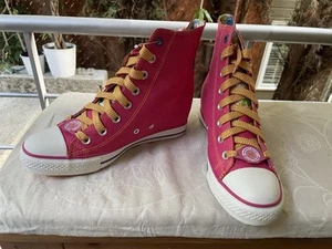 Rare Pink Daddy Money High Tops Yellow Laces Festival-Ready Vibes! Size 8.5 $75 - Picture 1 of 11