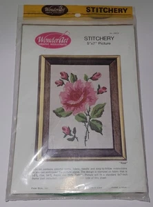 Vintage Crewel Kit Rose NOS - Picture 1 of 2