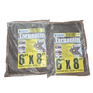 Steelton Tarp Brown Canvas Tarps 6' X 8' Lot of 2 Heavy Duty Water Resistant NWT - Picture 1 of 5