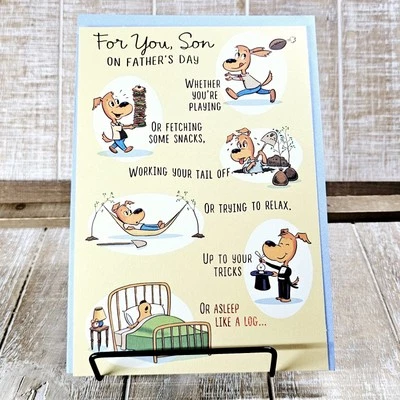 Tarjeta de felicitación Hallmark Día del Padre para hijo Top perro dibujos animados Foto 1 de 4