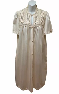 Vintage Vanity Fair Damen M Kurzarm Hausmantel Morgenmantel Knopf Pin Biesen vorne - Bild 1 von 8