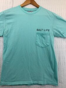 Salt Life Men's Size Small Blue Short-Sleeve Crew Neck T Shirt Surf Fishing