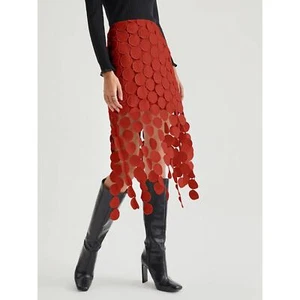 Commense Women's Laser Cut Multi Circle Double Layered Skirt Size Zip Red Small - Picture 1 of 11