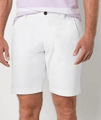 NUEVO Pantalones Cortos Saddlebred Para Hombres Confort Flex Frente Plano 9" Elástico Sarga 38W Blanco Foto 1 de 3