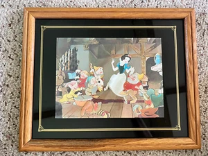 Vintage Walt Disney Snow White & The Seven Dwarfs Dufex Silver Foil Print Framed - Picture 1 of 12