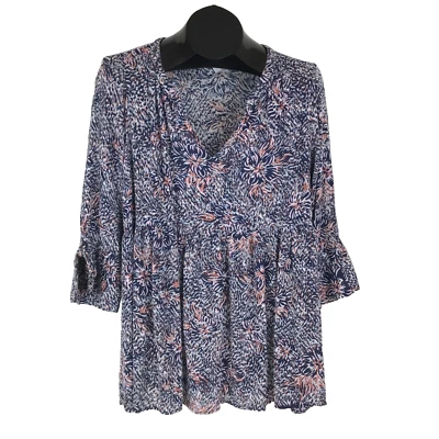 Motherhood Maternity Floral Tie Sleeve Babydoll Blouse Women’s Medium V-Neck - Image 1 of 4