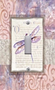 Copripiastra e presa interruttore luce ~ DRAGONFLY VINTAGE COLLAGE - Foto 1 di 26