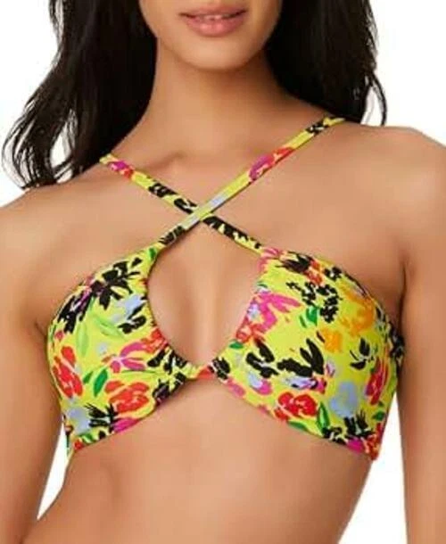 Precio de venta sugerido por el fabricante $44 Bar III para mujer floral chic convertible bikini top amarillo talla pequeña Foto 1 de 1