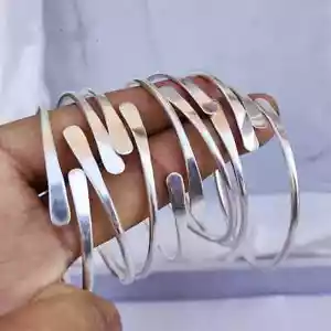 Silver Bangle Solid 925 Sterling Beautiful Silver Handmade Set Of 7 Bangles set - Picture 1 of 19