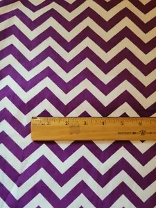 2 YARD 14" PURPLE WHITE CHEVRON LARGE ZIG ZAG FLANNEL FABRIC~SEWING RAG QUILTS - Picture 1 of 2