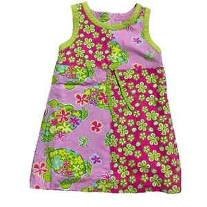 VTG Lilly Pulitzer Girls Retro Floral Pink Shift Dress Bright Barbie Size 6 - Picture 1 of 6