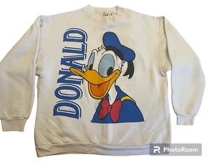 Rare Vintage Walt Disney Donald Duck Sweatshirt Size Mens Gr. XL White Blue As Is - Bild 1 von 9
