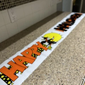 Vintage Halloween Giant Banner Happy Halloween Flying Witch 48” X  7.5” - Picture 1 of 5