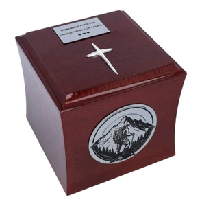 Theme cremation urn mountain with cross Urn for trawellers Funeral urn for ashes - Picture 1 of 3