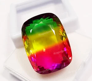 85 Kt Doublet Glasstein Mehrfarbig Turmalin Kissenstein Lose Edelstein - Bild 1 von 6