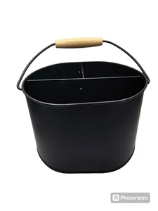 Black Metal Utensil Caddy Silverware Napkins Picnic Kitchen Organizer Farmhouse - Picture 1 of 9