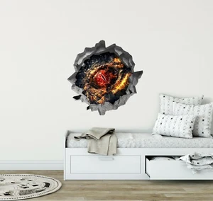 Hole in the Wall EYE OF THE DRAGON 3D Wall Decal Vinyl Wall Sticker Removable - Picture 1 of 3