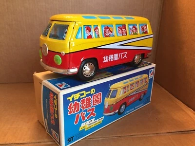 DE COLECCIÓN VW AUTOBÚS ESCOLAR SIRENA SONIDO ESTAÑO FRICCIÓN HECHO EN JAPÓN POR ICHIKO CASI COMO NUEVO Foto 1 de 4