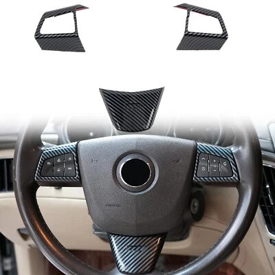 Borde de botón de volante negro de fibra de carbono para Cadillac CTS 2008-2013 Foto 1 de 4