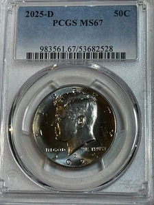 2025 D Kennedy Half Dollar 50c PCGS MS67 - Picture 1 of 2