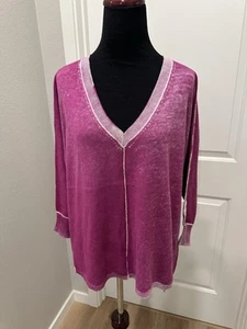 NWT SUNDANCE | Orchid Purple Oversized V-neck Sweater 'Samantha' M Lightweight - Picture 1 of 4