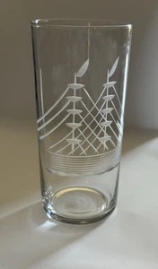 Cocktail Glasses Towle Javit Etched Clipper Ship Set o 4 Austria 5” Crystal 1970 - Picture 1 of 5