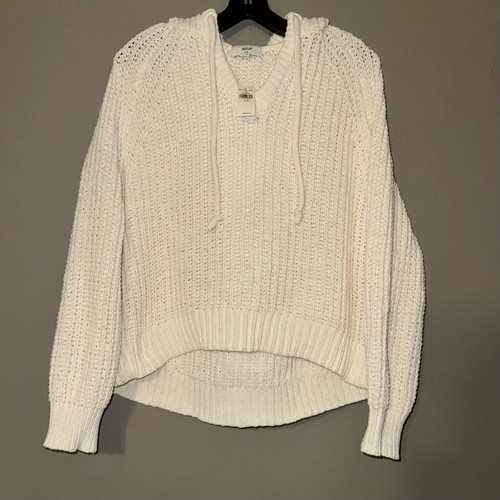 OFF WHITE Felpa con cappuccio Aerie a costine in ciniglia avorio crema donna media NUOVA CON ETICHETTE