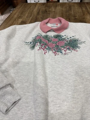 Sudadera De Colección Años 90 Para Mujer Morning Sun Jerzees Cuello Rosa Abuela Talla XL Foto 1 de 4