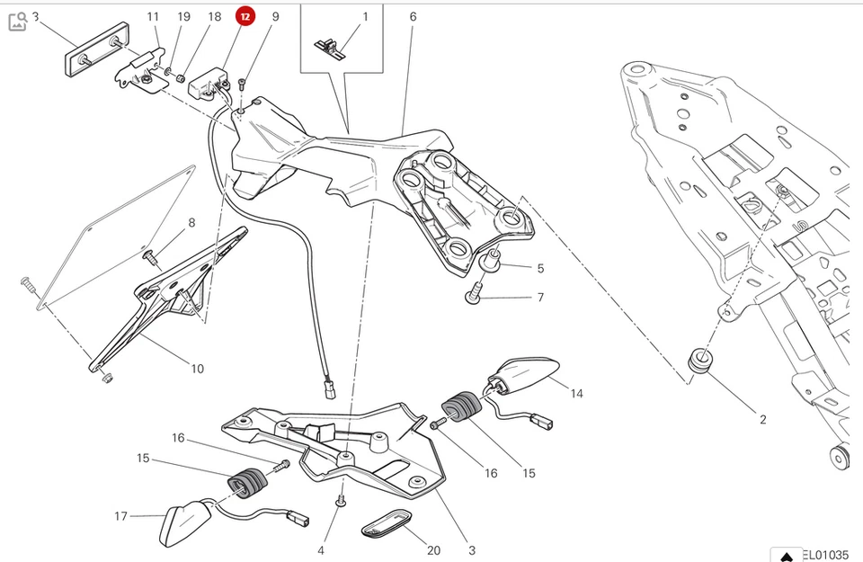 LÁMPARA MATRÍCULA DUCATI 52510611A Foto 1 de 1