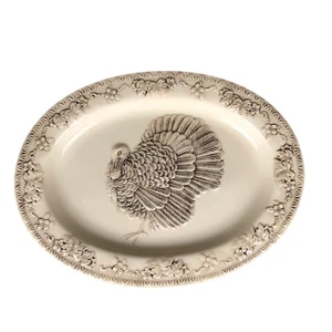Johnson Bros Friendly Village 3D Embossed Turkey Platter 18.5” Large 90s In Box - Picture 1 of 11