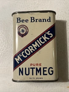 Vintage 1950’s Bee Brand McCormick’s Nutmeg Spice Tin Some Contents - Picture 1 of 7