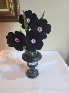 Hyde & Eek Purple Eye Peeping Poppies Halloween Faux Plant Black Planter - Picture 1 of 8