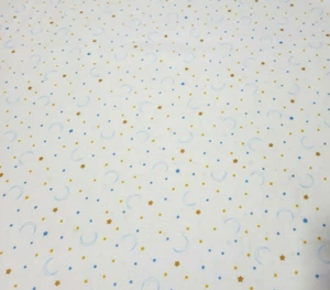 21" Night Night Sweet Baby Popcorn the Bear Quilting Treasures Stars Moon White - Picture 1 of 3
