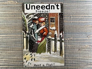 AK Uneedn't Freeze Rent A Flat Winterszene 1910 Romantik Liebe Postkarte - Bild 1 von 2