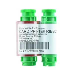 66200230 Color Ribbon Red For Pointman TP-9000 Card Printer 1000 Prints - Picture 1 of 3