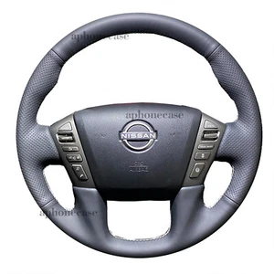Hand-Sewing Steering Wheel Wrap Cover Leather Interior Wrap For Nissan Frontier - Picture 1 of 10