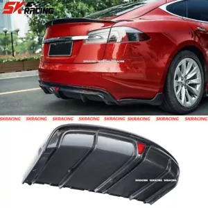 Real Carbon Fiber Rear Bumper Diffuser Lip Kit Fits For Tesla Model S 2016-2020 - Picture 1 of 14