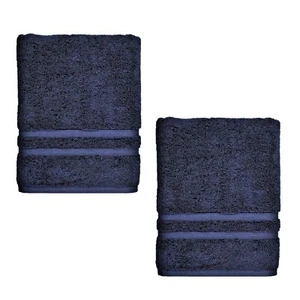 2 new NAVY BLUE Sonoma Ultimate 100% Hygro Cotton 30x54 inch BATH Towels - Picture 1 of 7