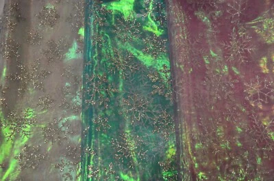 Glitter Snowflake Organza Fabric | Iridescent Glitter Christmas Snowflake | 60" - Image 1 of 4