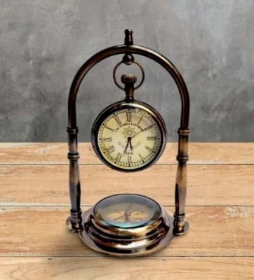 Reloj de Mesa Náutico Reloj de Escritorio Brújula Marítima con Regalo Antiguo Foto 1 de 4