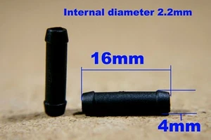 5 Rohr gerade Verbinder 4 mm Durchmesser Kunststoff Luft Wasser schwarz Widerhakenverschluss - Bild 1 von 3
