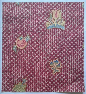Brunschwig & Fils Stoffmuster Sonora 16" x 17,5" Blume Blatt Obst Ziegelrot - Bild 1 von 6