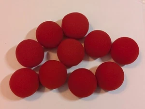 10 PALLINE ROSSE MORBIDE SPUGNA 1,75" Trucco Magico Clown Schiuma Mago Set Giocattolo - Foto 1 di 1