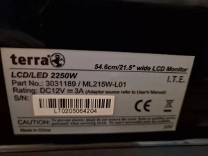 Bildschirm Pc TERRA 21,5 LCD Monitor Schwarz - Bild 1 von 4