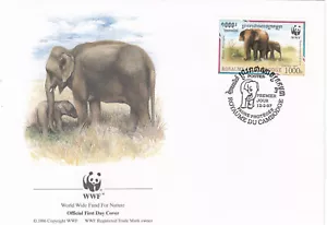(141437) Elephant WWF Cambodia FDC #1 1997 - Picture 1 of 1